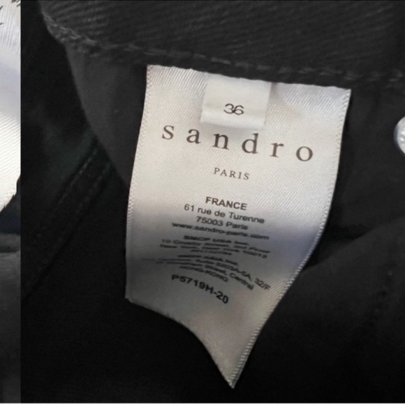 Sandro Paris Vegas Rose High Rise Embroidered Straight Jeans Black Size 36/4 US - Picture 8 of 9